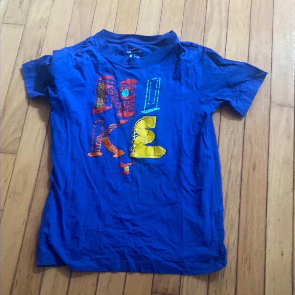 Nike Kids Blue Tee with Colorful Graphic